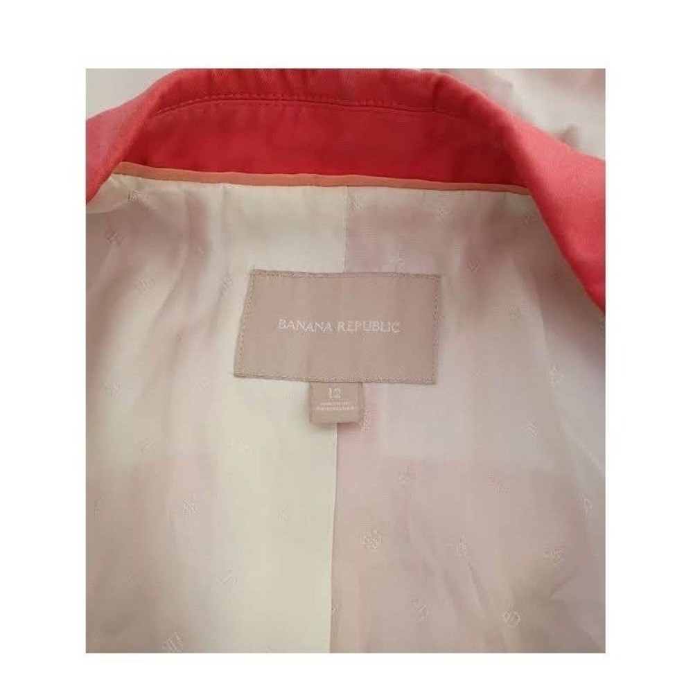 Banana Republic Coral Red Cotton Blazer Jacket Womens 12 Bold Tailored - Picture 6 of 8
